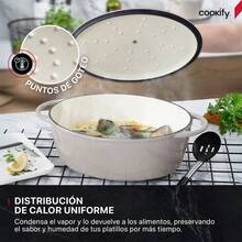 Olla de Hierro Fundido Esmaltado para Horno y Estufa Horno Holandés Capacidad 7 Litros Dutch Oven Taupe 35 cm - Gris pardo - Ver 2