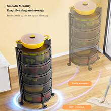 Hodeffior Kitchen Storage Cart With Wheels, 5-Tier Kitchen Shelf With Rotating Fruit Basket, Carbon Steel Multi-Layer Vegetable Rack, Rolling Storage Cart For Kitchen, Office, Bathroom - Black-5 Tier - View 6