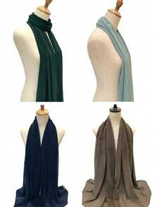 一套多色纯色简约雪纺围巾，多种颜色组合