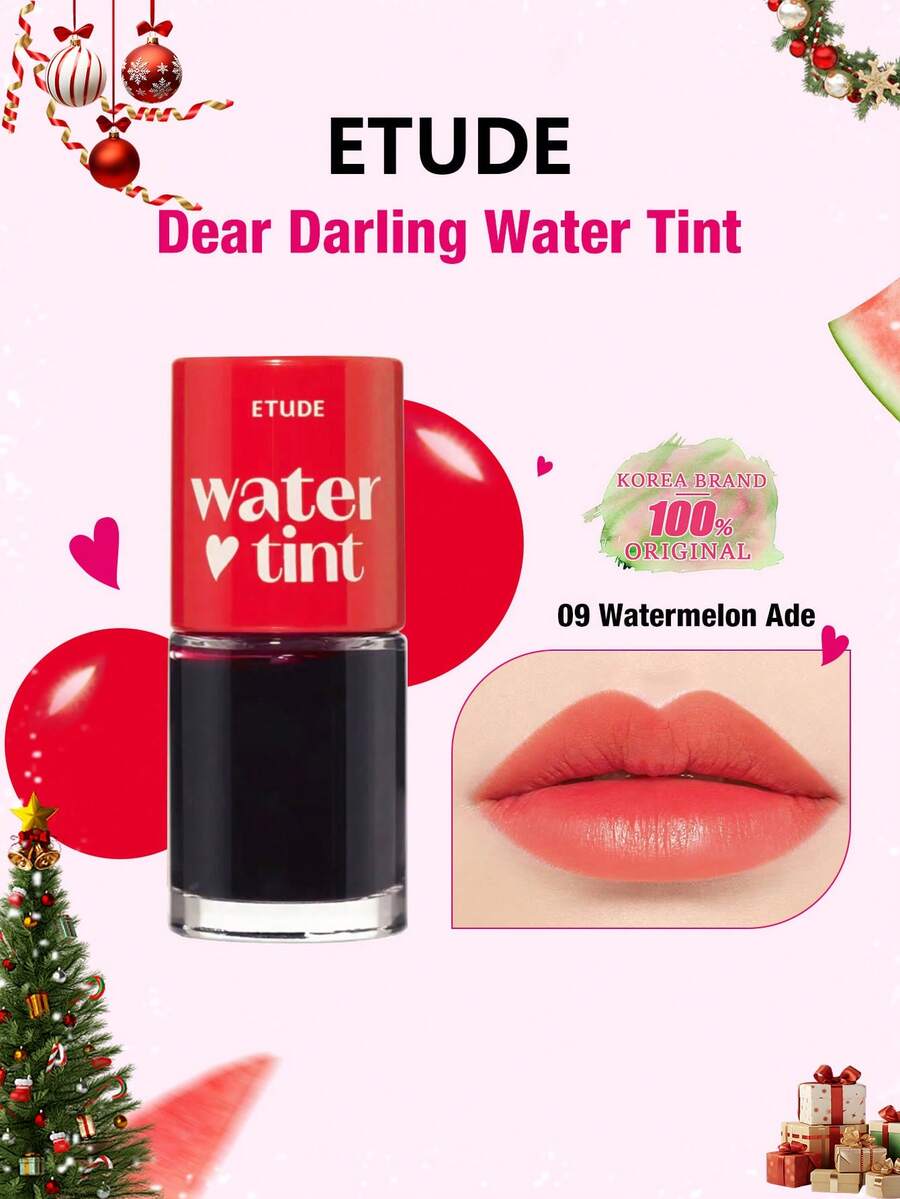 ETUDE Dear Darling 西瓜红唇彩 09 号，色彩鲜艳亮丽，蕴含保湿石榴和葡萄柚提取物，滋养双唇，韩国化妆品，韩妆，礼盒装，9克/0.31盎司