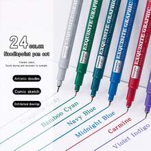 GuangNa 12/24-Colour Retro-Style Ink Pen, 0.5mm Nib, Delivering Smooth, Even Ink Flow. Ideal For Line Art, Doodling, Comic Design, Sketching And Outlining. Professional-Grade Art Supplies. - Multicolor - View 5