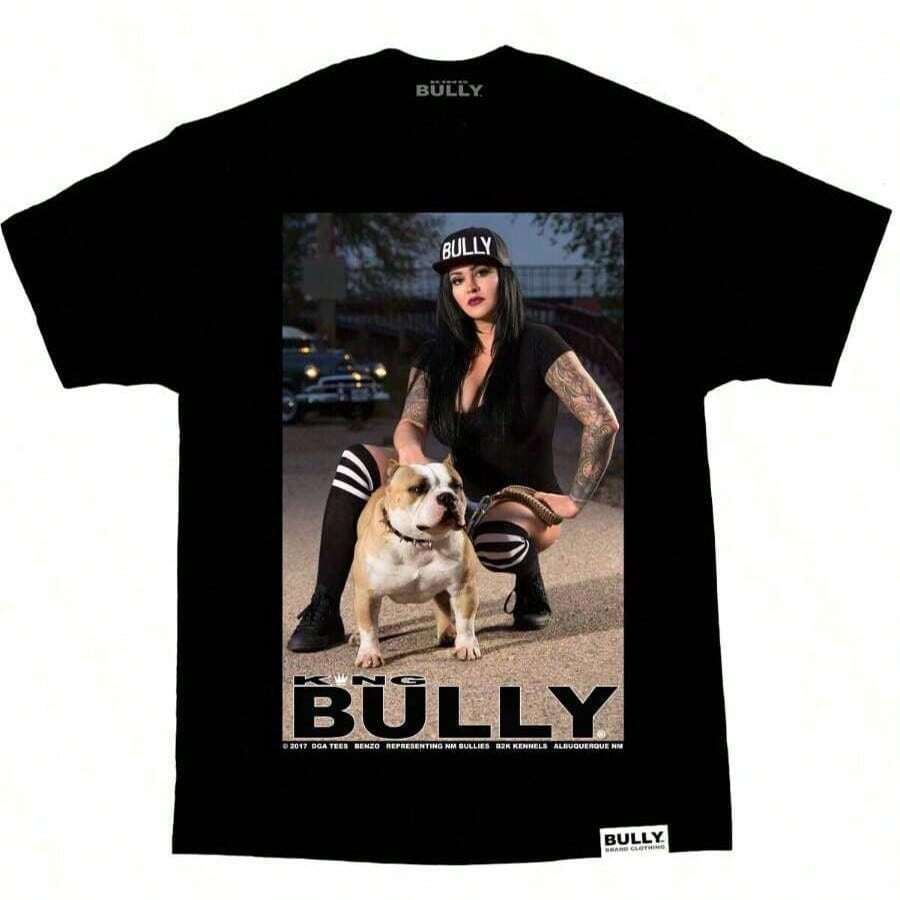 DGA David Gonzalez Art King Bully Brand Benzo Pitbull Urban Tattoo Mens T Shirt Graphic Tees - 黑色 - 查看 1