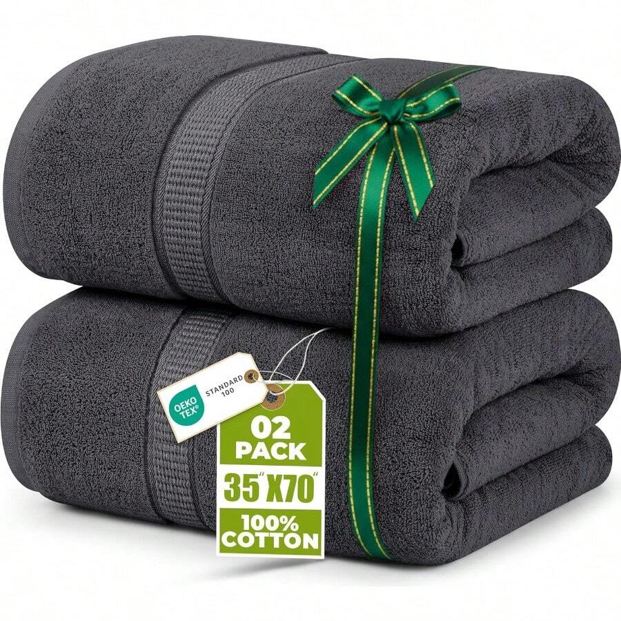 Utopia Towels - Lujosa toalla de baño jumbo de 100 % algodón hilado en anillos altamente absorbente y de secado rápido toalla de baño extragrande supersuave y de calidad hotelera 90 x 178 cm gris - Gris - Ver 1
