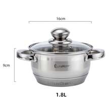 Panela de aço inoxidável para sopa, com diâmetro de 14 cm a 32 cm, ideal para uso doméstico. Adequada para fogões de indução e a gás. Multifuncional para cozinhar sopas, macarrão, mingau e ensopados. Possui alças duplas, é fácil de limpar e tem tamanhos que variam de 14 cm a 32 cm. - prata - Ver 11
