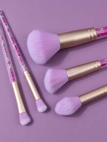 5支装高品质柔软纤维腮红刷、眼影刷、化妆刷套装 + 4个高回弹吸水膨胀化妆海绵美妆蛋