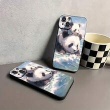 Estuche para teléfono Panda Splashing Fun Compatible con estuches para teléfonos   17  16 Pro Max  15 Pro Max  13 y  12 Hecho de material de TPU que brinda protección contra golpes y caídas Es un gran regalo para familiares, amigos, novios, novias, Día de Muertos y Halloween - Negro - Ver 7