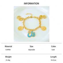 时尚迪拜嘻哈珠宝手镯 21k镀金中东伊斯兰幸运手镯 土耳其女士复古派对珠宝 - Pendant Bracelet - 查看 15