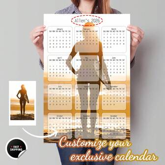 Personaliza 1 póster de calendario personalizado con foto - Crea tu propia impresión mural con tus fotos - Decoración del hogar y póster de calendario de fotos personalizado sin marco
