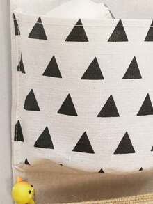 1pc Linen 3-Pocket Hanging Storage Bag, 3 Printed Styles Available, Hanging On Door To Store Small Items Like Pens, Clips, Fashionable & Minimalist Design, Foldable Storage Hanging Bag - Multicolor - View 7