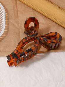 1个女士亚克力珍珠蝴蝶结发爪夹，大号，时尚优雅马尾辫发圈，适合日常使用、海滩、旅行、派对，时尚甜美发饰（注：由于光线原因，产品图片与实物可能存在色差，请以实物为准） - 彩色 - 查看 3