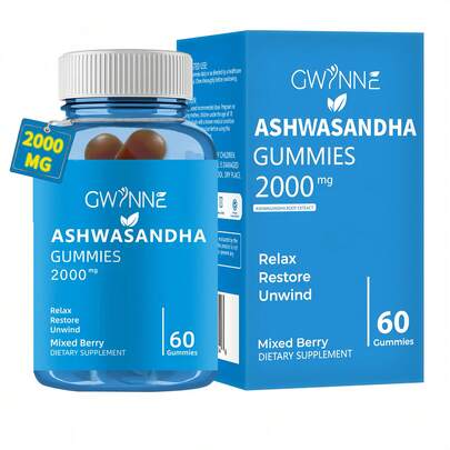  Gwynne Ashwagandha KSM-66 calidad premium 60 gominolas set de  suplemento adaptógeno en gomitas nutrición emocional reducción estrés mental vegana A Bayas Mixtas Reduce El Estrés Favorece El Sueño Y Mejora La Calidad De Vida