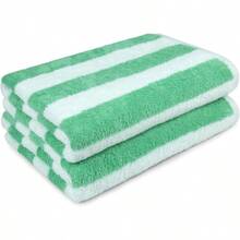 Basics - Toalla de playa y alberca a rayas 100 % algodón suave y absorbente de secado rápido grande paquete de 2 verde 76 x 152 cm - verde - Ver 5
