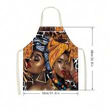 [1pc Vibrant Apron] 1pc Lightweight & Durable Polyester Apron - Vibrant African American Women Print | Sleeveless, Kitchen & Baking Apron With Pockets For Home And Professional Use, Baking Accessory | Bold Pattern Apron - 彩色 - 查看 3
