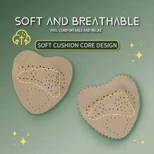 2pcs Plain Basic Genuine Leather Forefoot Pads, Suitable For Commuting, All Seasons, Applicable To High Heels, Sneakers, Leather Shoes And Other Shoe Types - Apricot - View 3