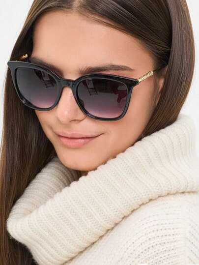 1 pieza Gafas de mujer con marco cuadrado pequeño de media montura, clásicas, personalizadas, elegantes, minimalistas, versátiles, de moda estilo europeo y americano, adecuadas para fotografía callejera