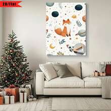 1 pieza de decoración de pared con tema espacial lindo (incluyendo patrones de planetas y cohetes) - Adecuada para la decoración de la sala de estar y el dormitorio con tema del sistema, utilizando una instalación sin herramientas tipo gancho, lienzo enmarcado (no se necesitan herramientas ni equipo), para decoración navideña, diseño plano 2D, se adapta perfectamente a las necesidades de decoración de la habitación. - Multicolor - Ver 2