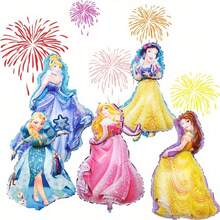 公主卡通贝儿铝箔气球套装，生日派对用品 - 彩色 - 查看 5