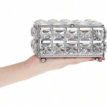 Crystal Jewelry Box Rectangle Trinket Organizer With Lid Earrings Rings Vintage Treasure Keepsake Box For Valentine Wedding Dresser Bedroom Decoration Silver - Silver - View 3