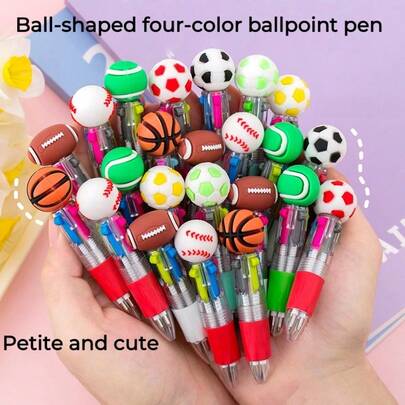 4-Color World Cup Football Cartoon Retractable Ballpoint Pen, Portable For Students And Journaling