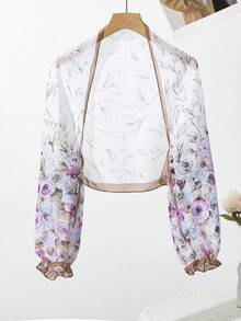 1pc Outdoor UV Protection Arm Sleeve, Lightweight Floral Print Shawl For Cycling, Driving, Summer - Multicolor - View 8