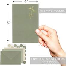 Hermoso juego de 30 tarjetas de agradecimiento con sobres y pegatinas - Elegantes tarjetas en blanco para notas personalizadas - Juego de papelería a granel perfecto para todas las ocasiones - verdeMusgo verde - Ver 8