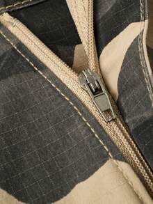 Plus Size Men's Camouflage Multi - Pocket Flap Cargo Pants, Loose Fit Tactical Work Pants For Outdoor Hiking, Hunting, Casual Wear - 卡其色 - 查看 9