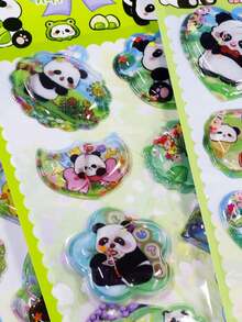 Pegatinas de dibujos animados de panda en relieve 3D, estilo abstracto, adecuadas para decoración de cascos, elaboración de libros de manualidades, decoración de automóviles, decoración de fiestas