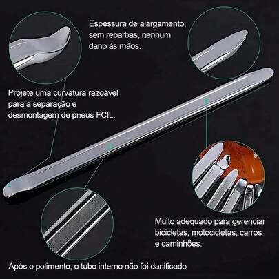 Mini alavanca, ferramenta para reparos automotivos, galvanizada, com extremidades duplas antiestáticas, pacote com duas unidades. 30 cm de comprimento.