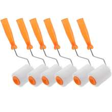 Rodillo de pintura de 4 pulgadas con mezcla de lana, con 6 mangos y lana de felpa de 4 mm, un rodillo de pintura profesional para aplicación de pintura en el hogar, adecuado para texturas de paredes rugosas y aplicación de pintura para pisos epoxi. - Amarillo - Ver 6