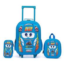 Spector Kit Mochila Rodinha Lancheira Estojo Espaçosa Reforçada - Azul - Visão 12