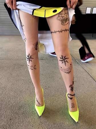 1 st ultratunna damstrumpbyxor med tryck