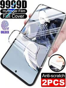 2片装 3D曲面水凝胶膜 高清防爆防刮 可指纹识别 兼容三星 Galaxy/OPPO Reno/vivo/红米/Realme/一加 兼容小米 防刮自动修复屏幕保护膜 软膜 [非玻璃] - 無色 - 查看 42