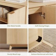 clóset Buffet de 55 Pulgadas con Almacenamiento, Moderno Acento Estriado Credenza con Puertas y estantes Ajustables, Mesa de Consola de Bar de café de Madera para Sala de Estar, Comedor