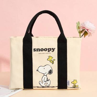 Miniso Snoopy Summer Travel Series Large Capacity Tote Bag & Handbag,Adorable Beach & Vacation Theme, Vivid Character Patterns, Foldable & Portable, Great For Shopping & Weekend Getaways, Perfect Gift(1 PC)