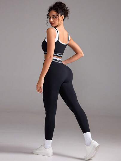 Yefecy 女士健身套装 2 件套 无缝运动文胸 高腰长款紧身裤 健身房瑜伽服