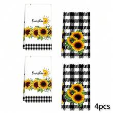 2/4 Pcs Sunflower Plaid Pattern Printed Super Absorbent Microfiber Dish Towels, Suitable For Cooking, Baking, Washing Dishes, Cleaning, Kitchen Decor, Gifts For Neighbors, Mothers, Birthdays, Housewarming For Friends, Kitchen Essentials, Daily Necessities - Multicolor - View 12