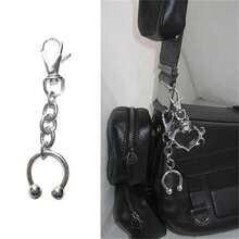1pc Retro Korean Style Horseshoe Key Chain, Stainless Steel Y2K Keychain, Unique Accessory For Bag - Silver - View 2