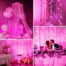 8-Mode Remote Control Curtain Lights, 4 Color Choices, Suitable For Valentine's Day, Family Gathering, Garden, Holiday, Birthday Party, Fairy Tale Wreath, Bedroom, Romantic Pink Atmosphere, Camping, Wedding Party Decoration - USB Curtain Light String - View 14