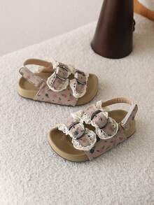 1 Pair Girls' Open Toe Fashionable Princess Shoes, Soft Bottom Beach Sandals, Soft Sole Toddler Baby Shoes - Pink - View 2