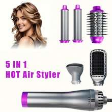 Juego de cepillo secador de pelo 5 en 1 mejorado, moldeador de aire caliente, herramienta de peinado profesional | 5 peines desmontables + 3 modos ajustables | Rizado automático + Estilismo multifuncional, anti-frizz, anti-estático, con forma duradera, para crear flequillo voluminoso/peinados con capas - Multicolor - Ver 15