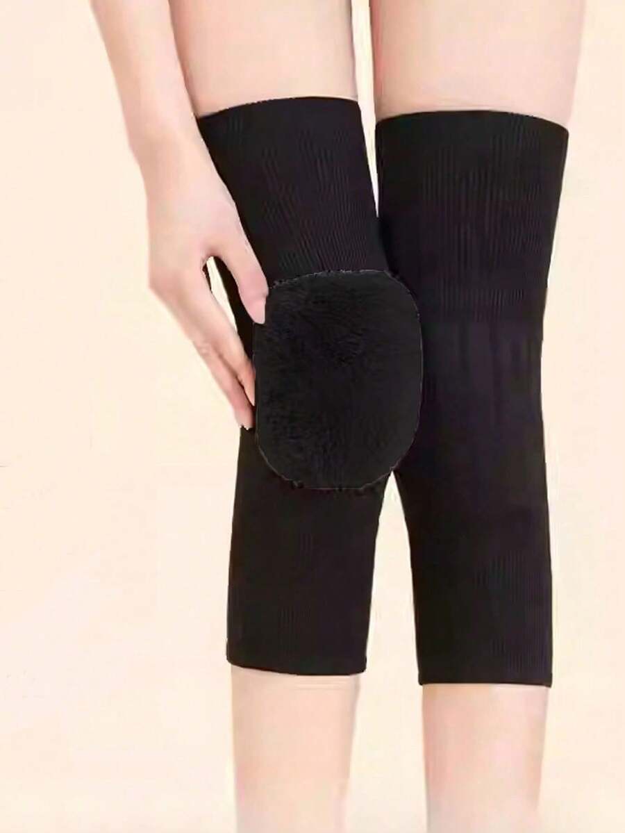1双仿兔毛加厚护膝，保暖舒适，适合老年人及关节疼痛缓解，秋冬季保暖内衬 - 黑色 - 查看 1