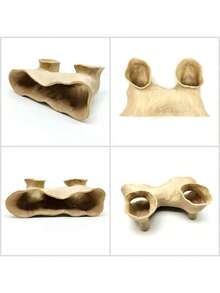 自然不对称树洞水族箱装饰，创意双孔造景摆件，逼真纹理鱼虾藏身处，个性化树脂水族箱景观装饰