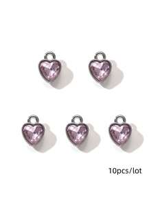 10/20pcs Random Y2K Pink Series Drip Oil Alloy Pendant, Cute Small Bear, Heart, Four-Pointed Star, Moon DIY Craft Material For Bracelet, Necklace