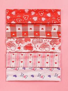 5条爱心印花弹力发带，女士运动发带，适合日常佩戴和送礼，与甜美粉色运动服完美搭配，情人节发饰，情人节配饰礼物 - 彩色 - 查看 7