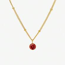 1 Pc 12 - Month Birthstone Pendant Necklace, Dainty Versatile Stylish Sleek Delicate Modern Classic Personalized Bold Accessory, Light Luxury, Fashionable, Suitable For Daily Wear, Work, Party, Wedding, Vacation, Music Festival, Dinner - 7月亮紅色 - 查看 13