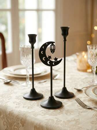 1 st Rama järnljusstake, metalldekoration, lyxiga ljusstakar, minimalistisk design för heminredning, Rama-sammankomst, vardagsrum, bordsdekorationer, romantisk middag, stjärna, måne, lykta