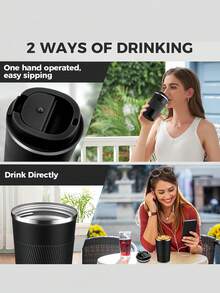 Tazza da caffè da viaggio isolata, a prova di fuoriuscite e perdite, tazza da caffè in acciaio inossidabile portatile per campeggio con coperchio anti-fuoriuscita, disponibile in varie dimensioni e colori, riutilizzabile, mantiene le bevande calde o fredde, regalo perfetto per uomini e donne, accessorio ideale per auto e all'aperto - Multicolore - Visualizzare 4