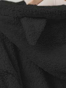 Women's Fashionable Reversible Fluffy Embroidered Cat Ear Casual Hoodie