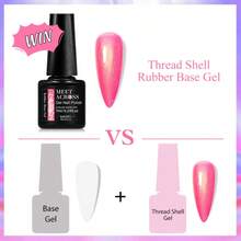 MEET ACROSS 1pc 7ml Auroras Glitter Purple Thread Shell Gel Nail Polish 2 In 1 Rubber Base Gel Polish, Faux Pearl Shell Texture Effect Nail Camouflage Color Coat, Semi Permanent Soak Off Nail Art UV Gel Varnish Manicure Nail Art DIY For Home And Salon Nail Supplies Nails - Màu tím - Xem 4