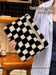 1piece, PU Leather Magnetic Clasp Laptop/Tablet Protective Case, Checkerboard Pattern, Suitable For MacBook Pro 15, Air 13, Galaxy TAB S10 Ultra, Metabook 14-Inch, Waterproof And Stain Resistant, Easy To Carry For Travel, Can Be Used As An IPad Storage Bag Or Mouse Pad, An Essential Computer Bag For Office/Business/Study.